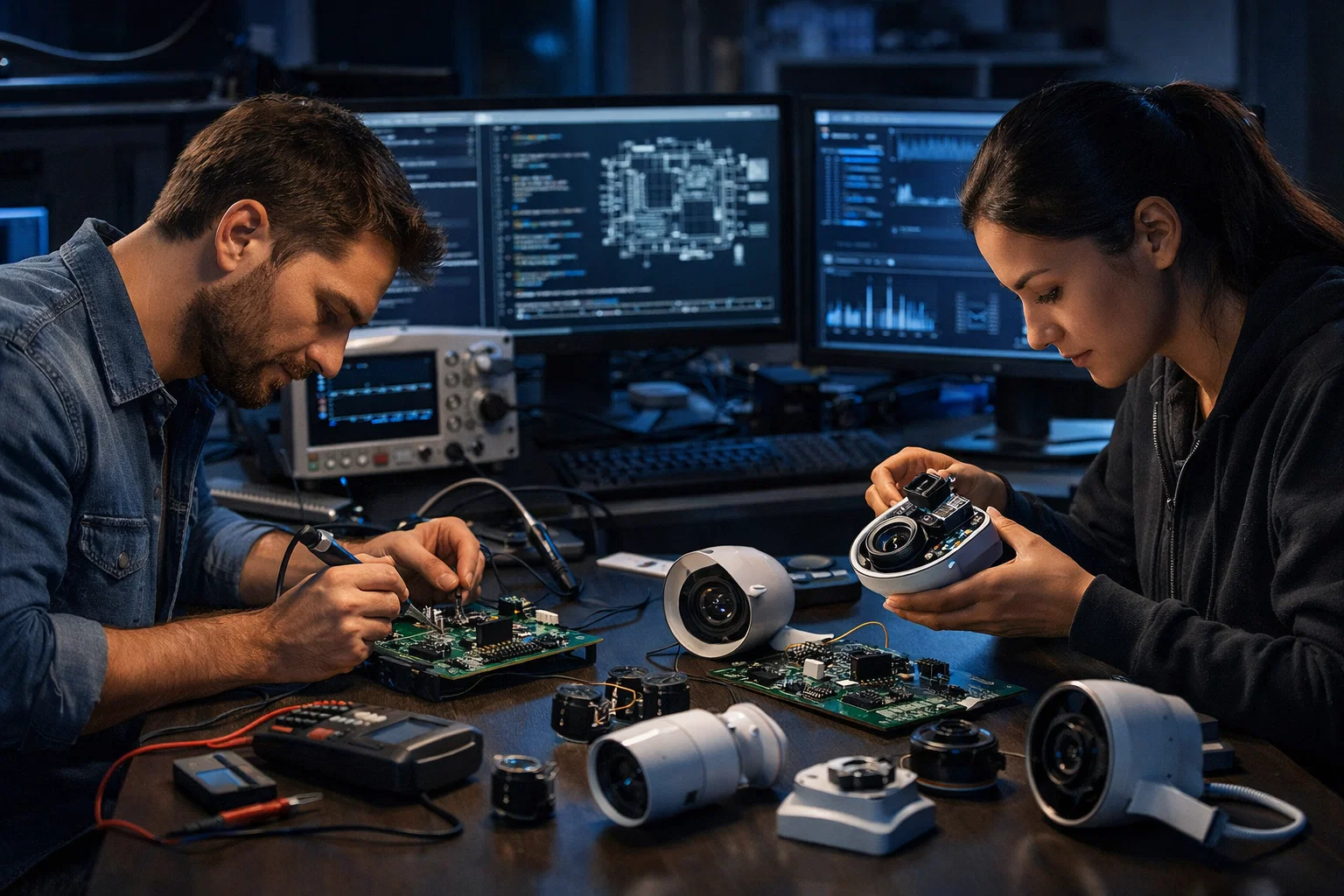 Engineers working on WiFi Camera System