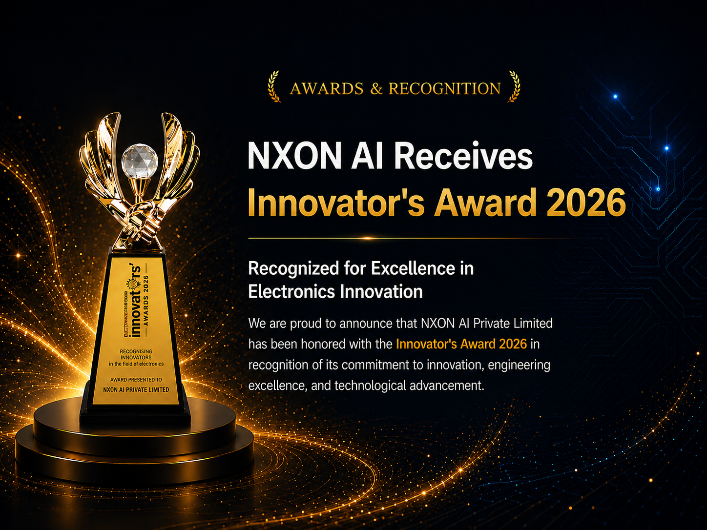 Innovator’s Award 2026: NXON AI Recognized for Excellence in Electronics Industry